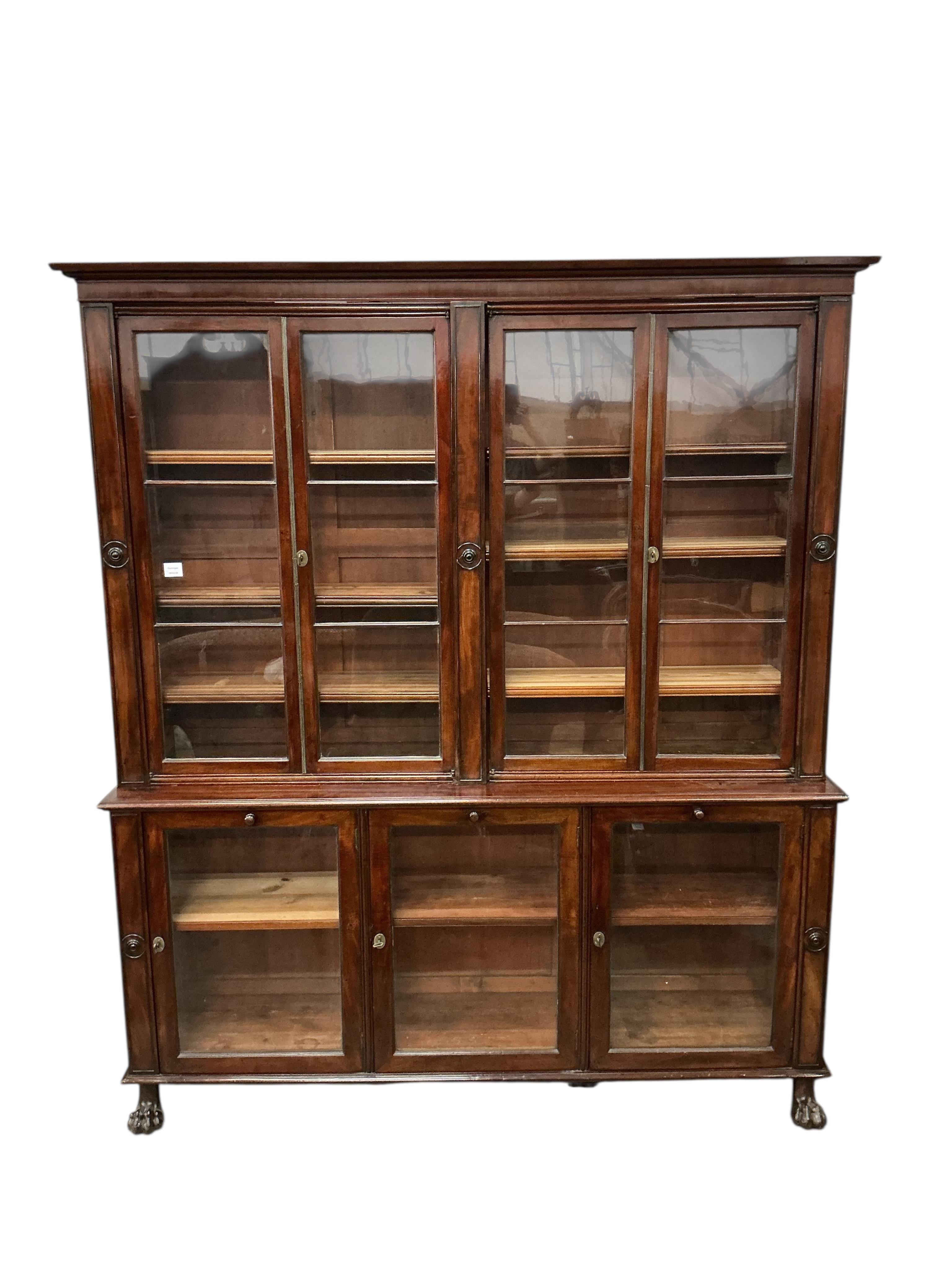 A George IV mahogany library bookcase, width 177cm, depth 37cm, height 201cm